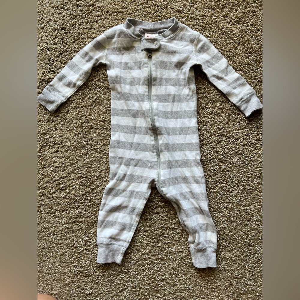 Hanna Andersson Gray Striped Bodysuit